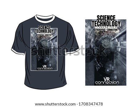T-shirt design, abstract technology concept with 3D rendering background