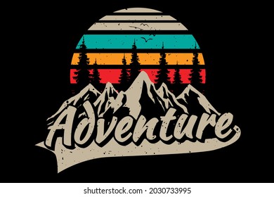 T-shirt design of adventure pine mountain