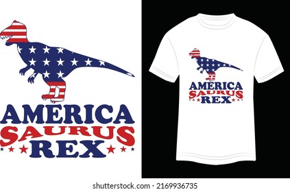 T-shirt Design America Sa urus Rex Vector Colorful Illustration in White Background