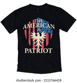 T-shirt Design With American Theme, Background a Badge of American.
