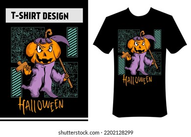t-shirt design, apparel, merchandise, clothes for halloween, pumpkin vector illustration, horror, night, streetwear