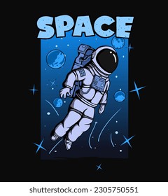 Tshirt design astronaut Vector art, illustration, and graphic