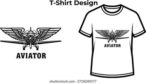 Diseño de camiseta de tipografía de aviador con alas de piloto y estrella para diseño de logotipo de vuelo, insignia de viaje aéreo, emblema de libertad de aviación y aislado en ilustración gráfica de transporte transparente
