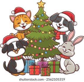 T-shirt design based on animal Christmas celebration