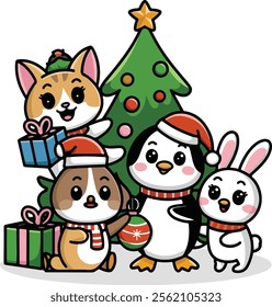 T-shirt design based on animal Christmas celebration