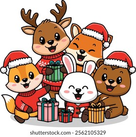 T-shirt design based on animal Christmas celebration