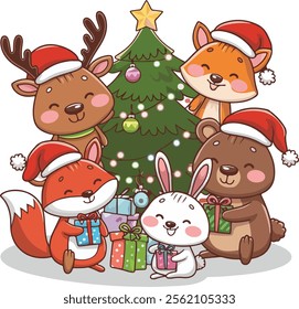 T-shirt design based on animal Christmas celebration