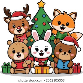 T-shirt design based on animal Christmas celebration
