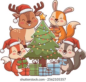 T-shirt design based on animal Christmas celebration