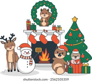 T-shirt design based on animal Christmas celebration