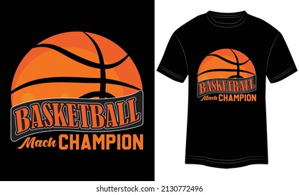 T-Shirt Design Basketball Mack Champion Typografie Vektorgrafik und buntes Design auf schwarzem Hintergrund.