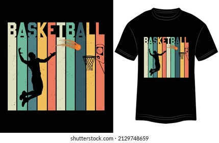 T-shirt Design Basketball Typography Vector Illustration and colorful design in black background.