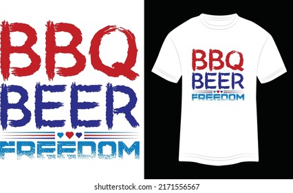 Diseño de camisetas BBQ Cerveza Libertad Vector Ilustración colorida en fondo blanco