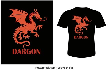 T-shirt design with a beautiful art and illustration about dragon.