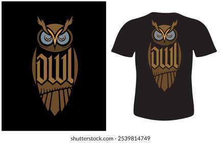 T-shirt design with a beautiful art and illustration about owl.