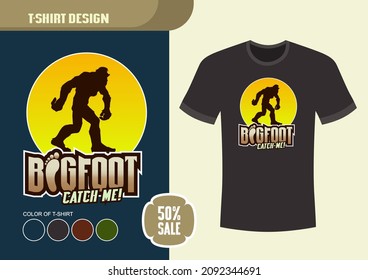 T-shirt design, Bigfoot front of Moon