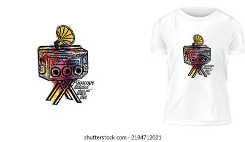 t-shirt design, Bioscope addiction does not leave me 