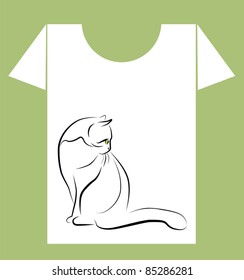 t-shirt design with  black  cat