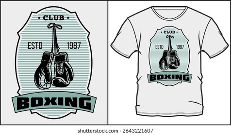 tshirt design with boxing gloves hanging and text club estd 1987 boxing
