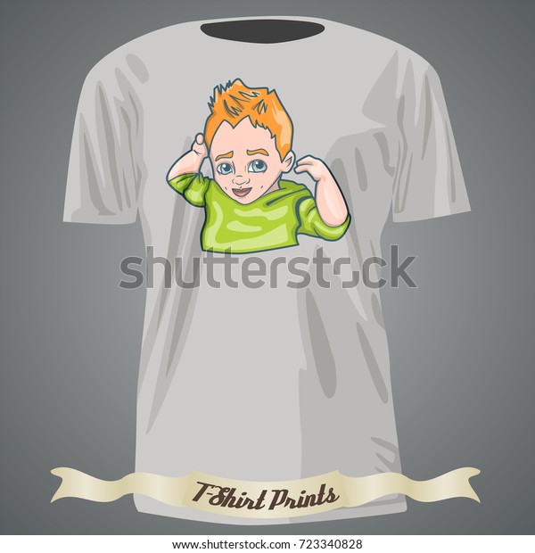 Tshirt Design Cartoon Cute Little Boy Stock Vector Royalty Free