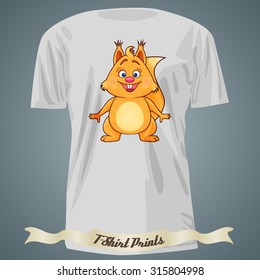 T-shirt design with cartoon of squirrel 