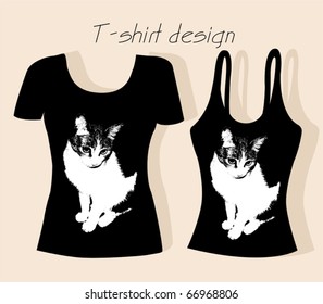 t-shirt design  with cat