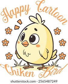 T-shirt design ,Chicken cartoon vector art illustratin. 