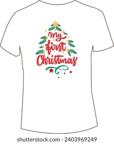 T-shirt design of christmas festivel