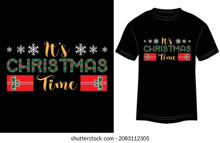 T-Shirt Design Es ist Weihnachtstypografie Vektorgrafik und farbenfrohe Design im schwarzen Hintergrund.