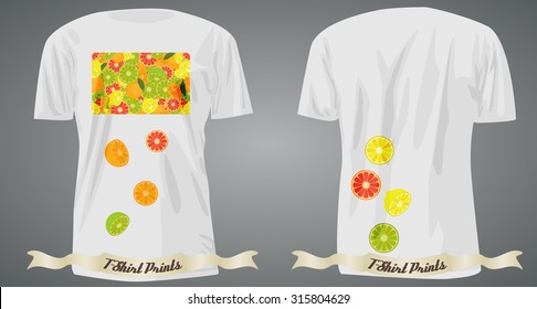 T-shirt design with citrus on front and back 
