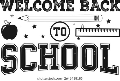 t-shirt design with a classic Welcome Back to School theme