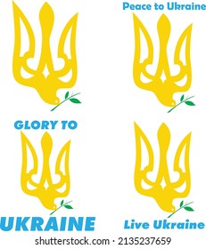 T-shirt design Coat of Arms of Ukraine stylized as a bird of peace with an olive branch.