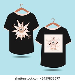 T-shirt Design with coffee mug t-shirt mockup. Graffiti urban street style drawing. Vector illustration design for fashion graphics with t shirt mockup.