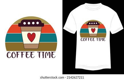 Coffee Coffee Time ilustración vectorial y diseño colorido en fondo blanco.