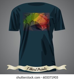 T-shirt design with colorful square shape with abstract art