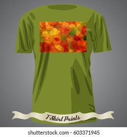 T-shirt design with colorful square shape with abstract art