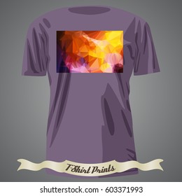 T-shirt design with colorful square shape with abstract art