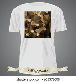 T-shirt design with colorful square shape with abstract art