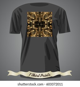T-shirt design with colorful square shape with abstract fractal art