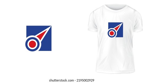 t-shirt design concept, blue and red Compass