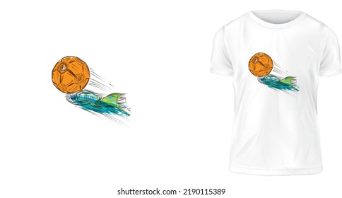 T-shirt Design Concept, Football Flying Kick