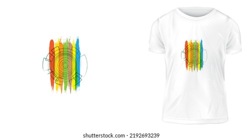 t-shirt design concept, futuristic pattern with color brush 