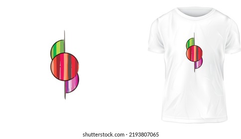 T-shirt Design Concept, Half Circle And Full Circle With Color Bar