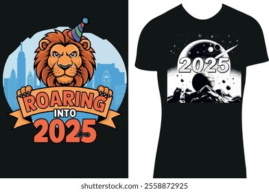 T-shirt design concept happy new year 2025