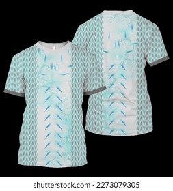 T-Shirt Design-Modell mit hellblauem Muster. Es eignet sich für den täglichen Gebrauch oder für Sportshirts.