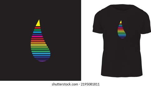 t-shirt design concept, multi-color stripe