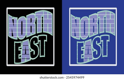 T-shirt design concept for "North East" that could reflect the natural beauty, culture, and spirit of the northeastern region.