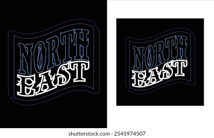 T-shirt design concept for "North East" that could reflect the natural beauty, culture, and spirit of the northeastern region.