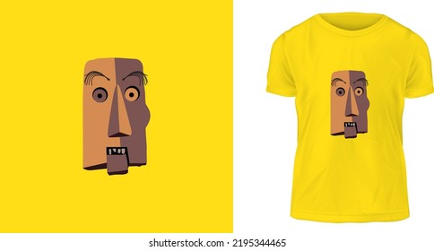 t-shirt design concept, paper cut mask illustration