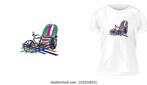 t-shirt design concept, rickshaw three-wheeler vehicle